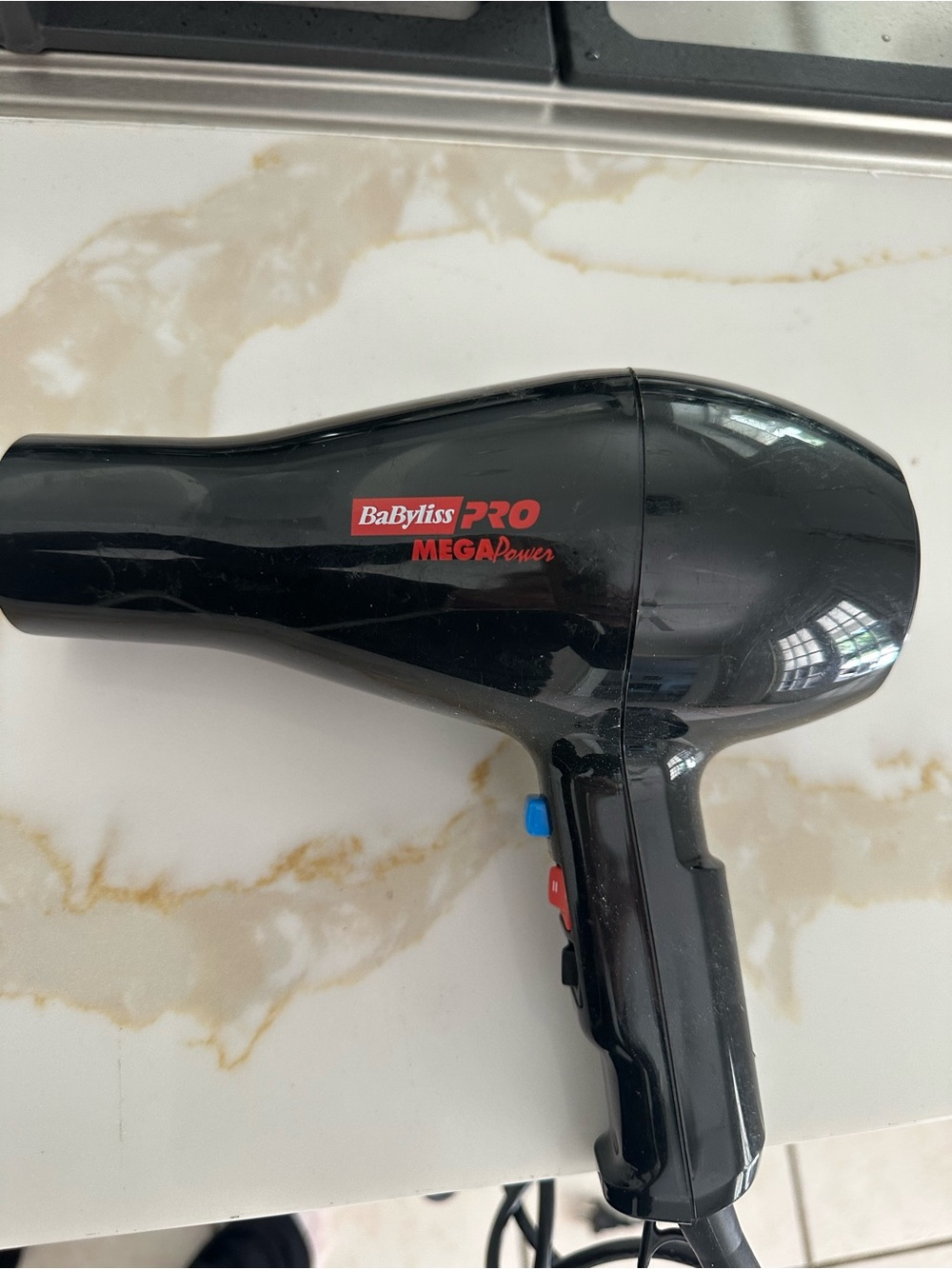 BaByliss Black MegaPower Handheld Hair Dryer European travel